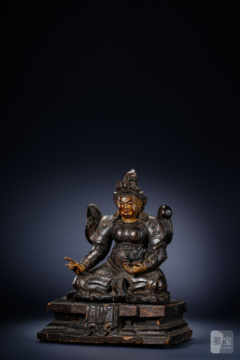 17世纪 紫檀木泥金财神坐像 - 图2
